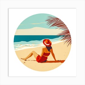 Woman Enjoying The Sun At The Beach 8 Art Print