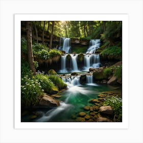 Waterfall In The Forest 99 Art Print