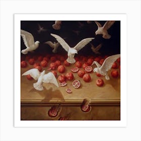 Doves And Pomegranates Art Print