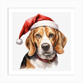 Beagle Christmas Hat 5 Art Print