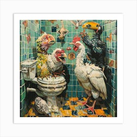 'Birds In The Bathroom' Art Print