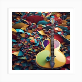 Guitar In The Rain Art Print