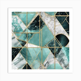 Geometry With Aquamarine Marble 3 Art Print