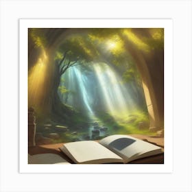 Open Book In The Forest 1 Art Print