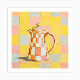Checkerboard Tea Pot 2 Art Print