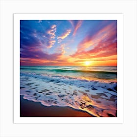 The Shore Is A Maelstrom Of Motion As The White Capped Waves Pirouette And Leap Their Energy Art Print