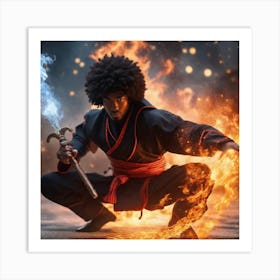 Fire and Water Ninja Art Print