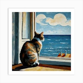 Cat Looking Out The Window 5 Art Print