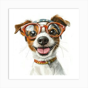 Dog With Glasses 43 Art Print