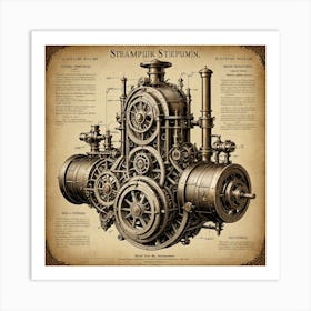 Steampunk Steam Engine 1 Art Print