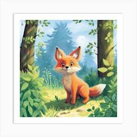 Fox In The Woods Art Print