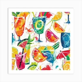 Colorful Drinks Pattern Art Print
