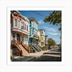 Row Of Houses In Brooklyn Art Print