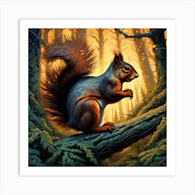 Squirrel In The Woods 13 Art Print