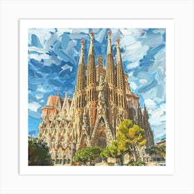 Sagrada Familia Barcelona Oil Painting Art Print