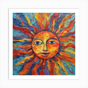 Sun , Abstract Painting Art Print