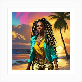 Woman On The Beach Art Print