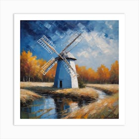 Windmill In Autumn Art Print