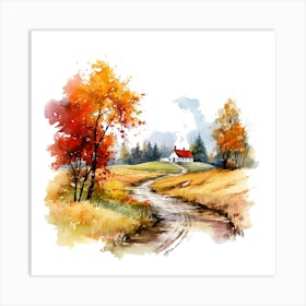 Watercolor Watercolor Of Autumn Art Print