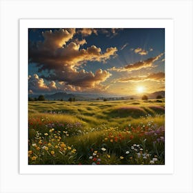 Sunset In The Meadow 16 Art Print