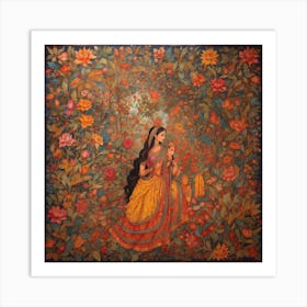 Woman In A Garden Art Print