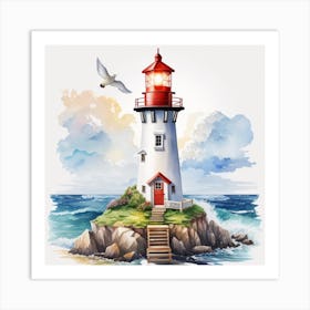 Watercolor Lighthouse Art Print