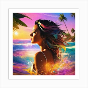 Girl In The Ocean 1 Art Print