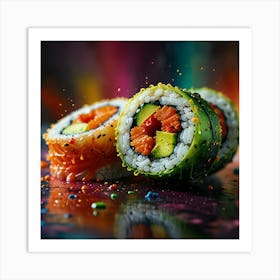 Sushi On A Colorful Background Art Print