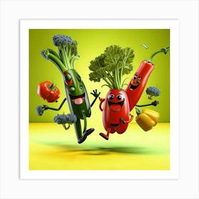 Vegetable Cartoons Art Print