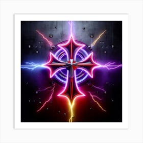 Lightning Cross Art Print