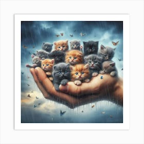 Kittens In The Rain 5 Art Print