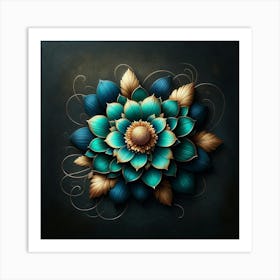 Lotus Flower On Black Background 2 Art Print