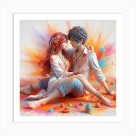 Holi Couple 18 Art Print