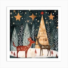 Christmas Deer Art Print