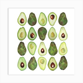 Repeat Pattern Avocado Square Art Print