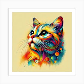 Colorful Cat Art Print