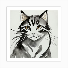 Cat Watercolor Painting 1 Art Print