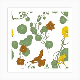 Nasturtium Flower Plant Leaves Art Print