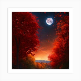 Full Moon In Autumn 2 Art Print