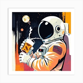 Astronaut Drinking Beer Art Print