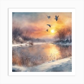 Winter Landscape Painting Art Print