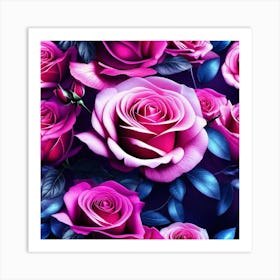 Pink Roses Wallpaper 2 Art Print