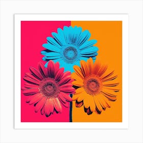 Andy Warhol Style Pop Art Flowers Gerbera Daisy 2 Square Art Print