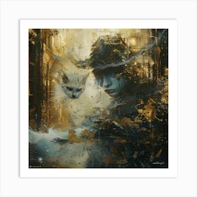 Cat In The Rain 3 Art Print