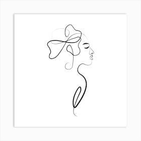 Abstract Line Woman Wearing A Hair Bow Art Print