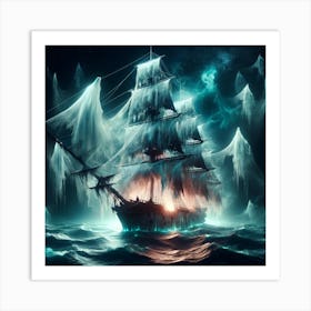 Ship In The Sea Art Print