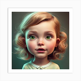 Little Girl With Green Eyes 1 Art Print