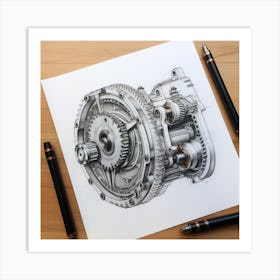 Gearbox Drawing Art Print