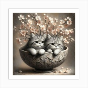 Two Kittens In A Bowl 1 Art Print