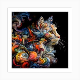 Abstract Cat Art Print